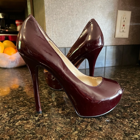 Enzo Angiolini Dark Burgundy Platform Heels - Picture 1 of 10